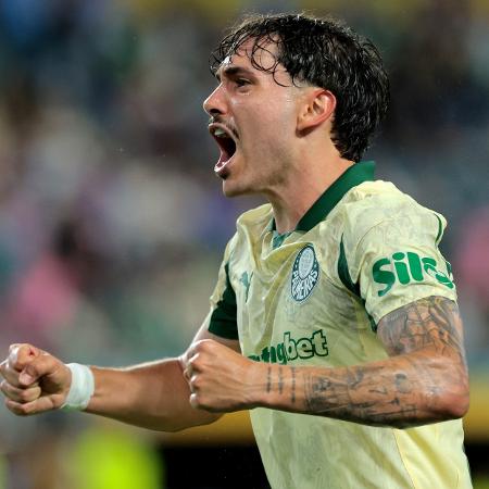 Maurício comemora gol marcado pelo Palmeiras contra o Inter Miami no Mundial Maurício comemora gol marcado pelo Palmeiras contra o Inter Miami no Mundial
