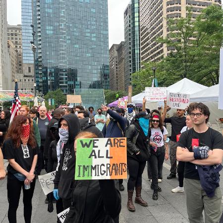 Protestos contra Donald Trump, presidente dos Estados Unidos, na Filadélfia