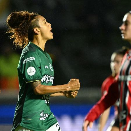 Paola García, do Deportivo Cali, comemora gol marcado contra o São Paulo na Libertadores Feminina Paola García, do Deportivo Cali, comemora gol marcado contra o São Paulo na Libertadores Feminina