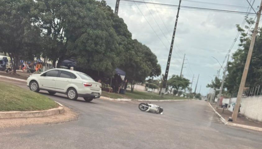 Imagem do acidente na rotatória do Setor Pouso Alegre