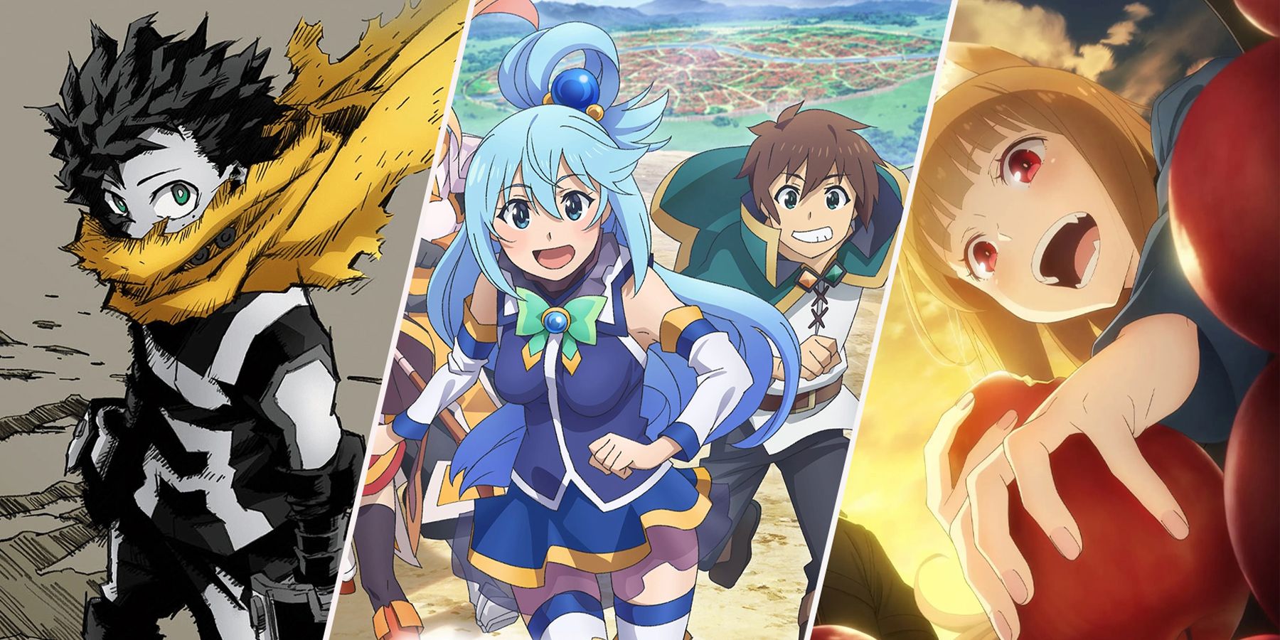 spring 2024 anime all konosuba, my hero academia, spice and wolf