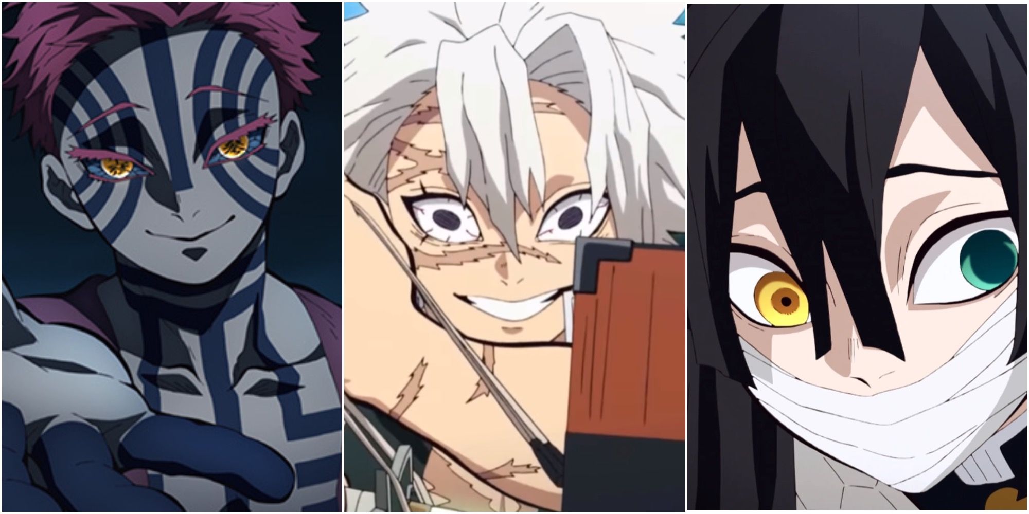 Collage Of Demon Slayer Characters Sanemi, Obanai And Akaza