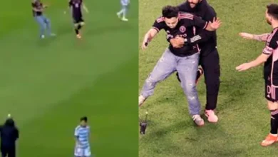 Torcedor invade campo para tirar foto com Messi mas é contido por segurança do atleta