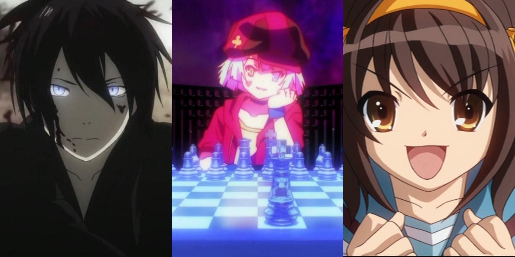 Yato in Noragami, Tet in No Game No Life, Haruhi Suzumiya in The Melancholy of Haruhi Suzumiya