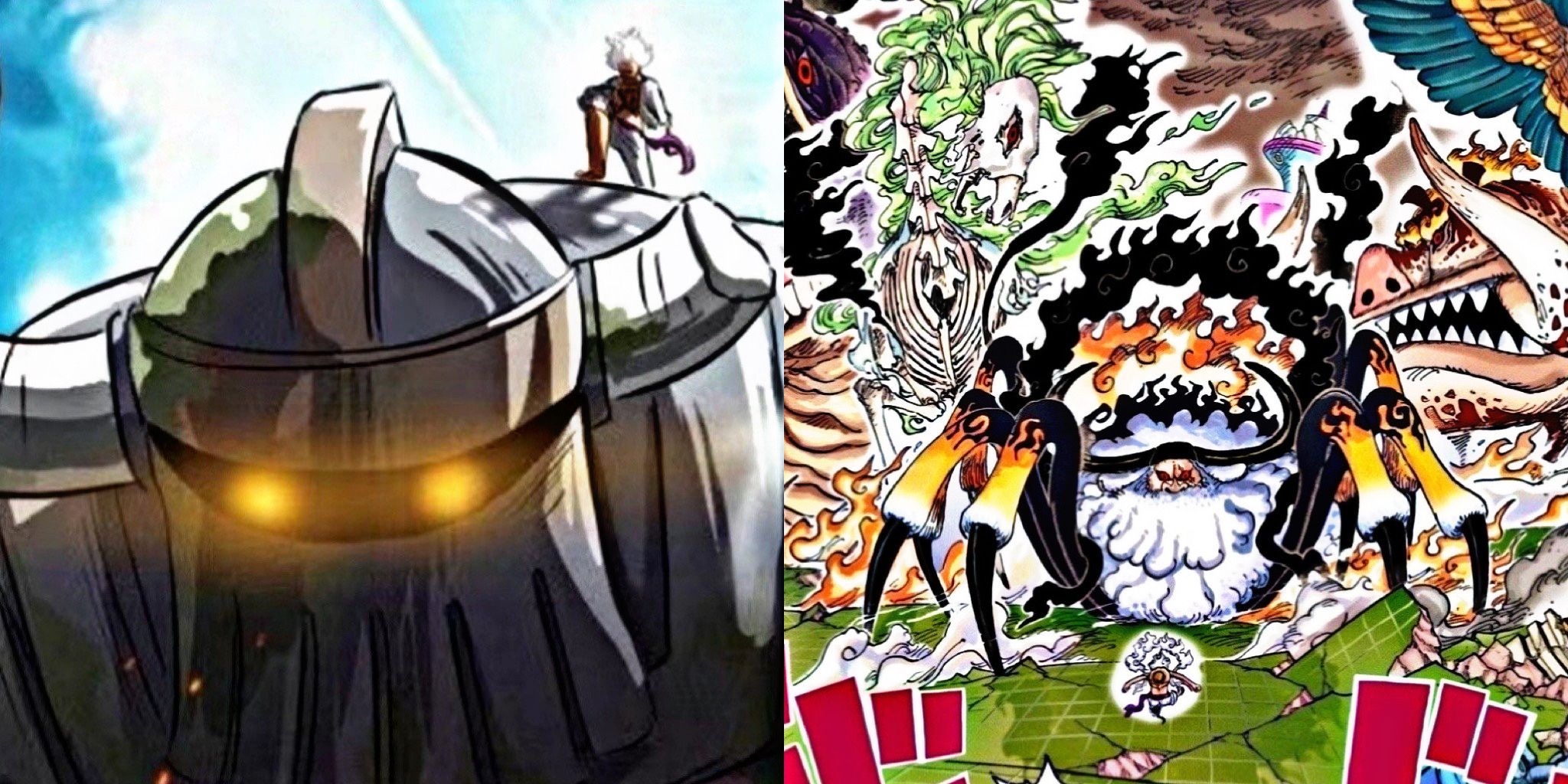 iron giant into action vs five elders one piece 1112