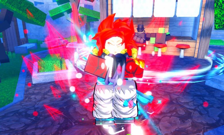 Roblox Anime Last Stand Exotic Unit Gogata Floating With His Red Aura Looking Menacing