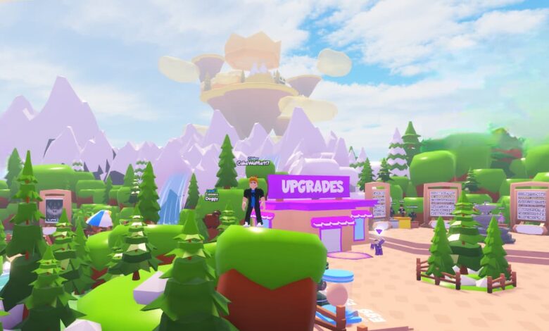 Roblox Clicking Legends Reborn Standing On Hill With Floating Island In Background