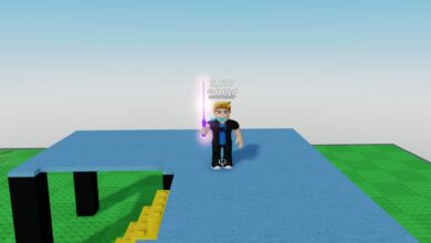 Roblox Steal Time Simulator Standing On Blue Floor Holding Rainbow Sword