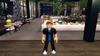 Roblox Tea Time Standing In Front Of Tables Filled With Desserts