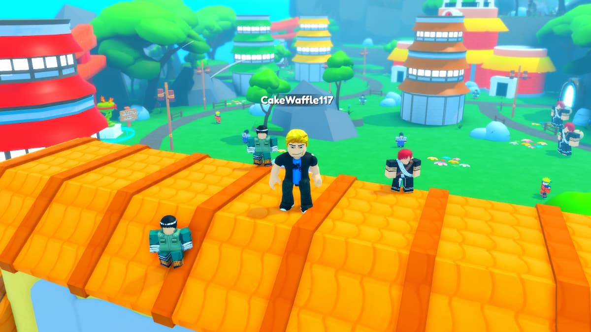 Roblox Anime Strike Simulator On Orange Roof With Pets