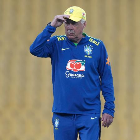 Carlo Ancelotti comanda treino da seleção brasileira em Guayaquil, no Equador
