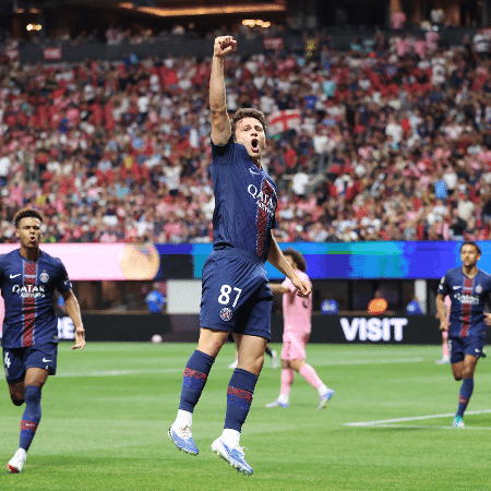 João Neves comemora após marcar em PSG x Inter Miami, pelo Mundial João Neves comemora após marcar em PSG x Inter Miami, pelo Mundial
