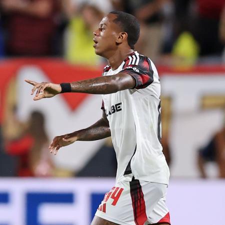 Wallace Yan, do Flamengo, celebra gol marcado sobre o Los Angeles Wallace Yan, do Flamengo, celebra gol marcado sobre o Los Angeles