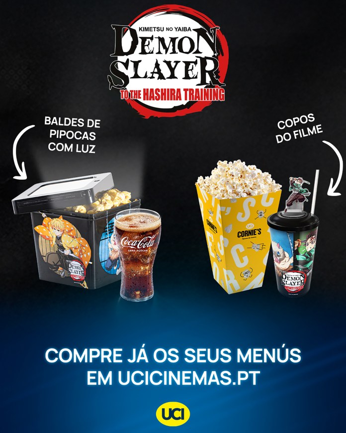 Balde de Pipocas e Copos de Demon Slayer