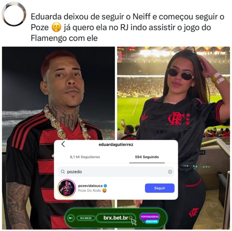 Eita! Eduarda Gutierrez segue MC Poze do Rodo de volta e internauta comenta no Instagram