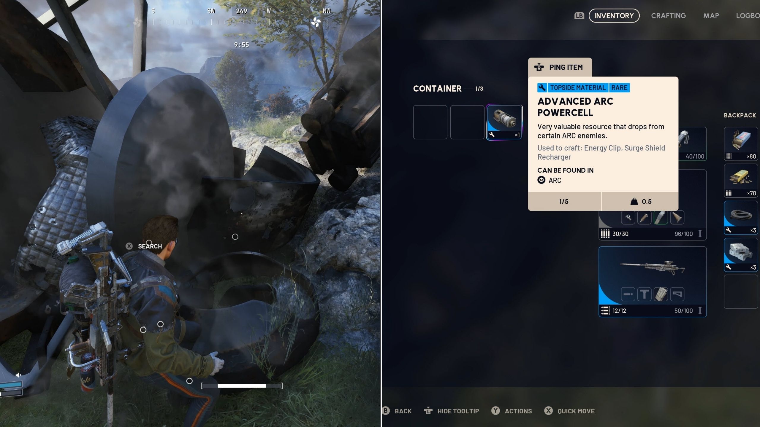 Looting a Bombardier to Get Advanced ARC Powercells