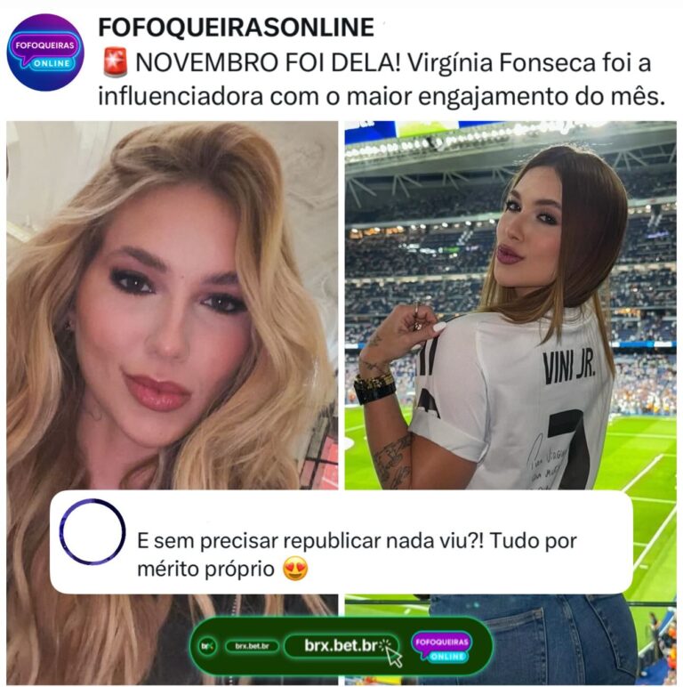 NOVEMBRO FOI DELA! Virgínia Fonseca lidera o ranking e brilha como a inf…