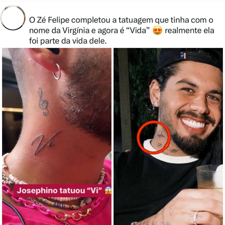 EITA! Internautas notam que Zé Felipe completou sua tatuagem.